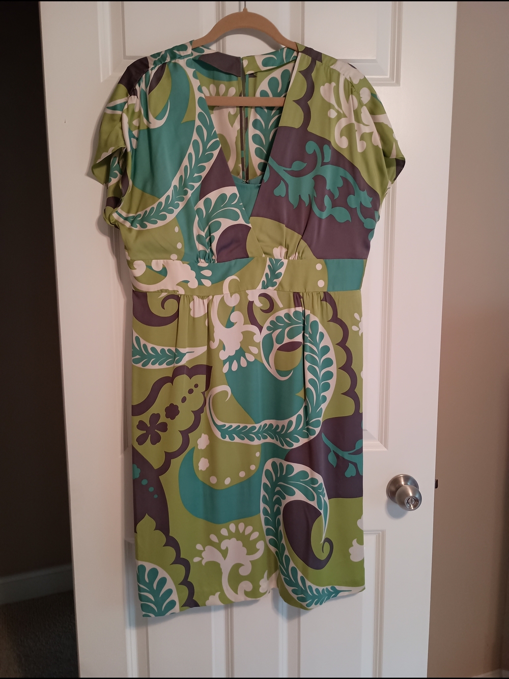 Boden Teal, Green & White Paisley Silk Tunic Dress